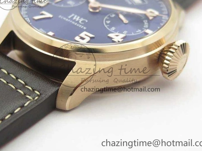 MIROTIME 1227 Big Pilot Real PR IW502701 RG YLF 1:1 Best Edition Blue Dial On Calfskin Strap A Classic 7225